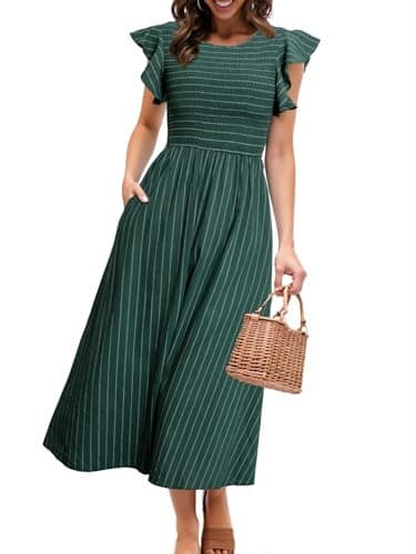Striped Linen Midi Dress