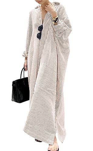 Striped Maxi Shirt Dress